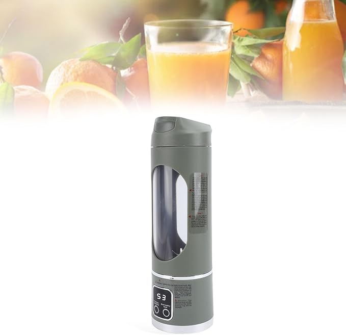 450ML Portable Juicer Cup - USB Rechargeable Travel Blender with 12 Blades &amp 3 Speeds - Smoothies &amp Fruit Juices for Home Office and Outdoors (Green)