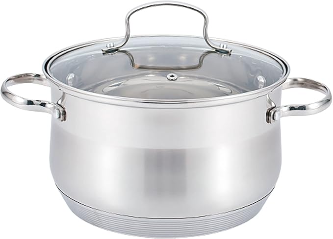 Maestro MR-3512-6M Stainless Steel Cookware Set 6 Pieces Induction 3 Saucepans 3 Glass Lids Suitable for All Types of Cookers Dishwasher Safe
