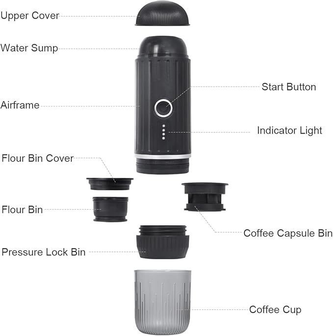 Portable Espresso Coffee Maker Travel Coffee Maker for Camping 2-in-1 Self-Heating Electric Espresso Maker USB-CGround Coffee &amp Capsule (Ns&ampDG) CampingRV Hiking Office
