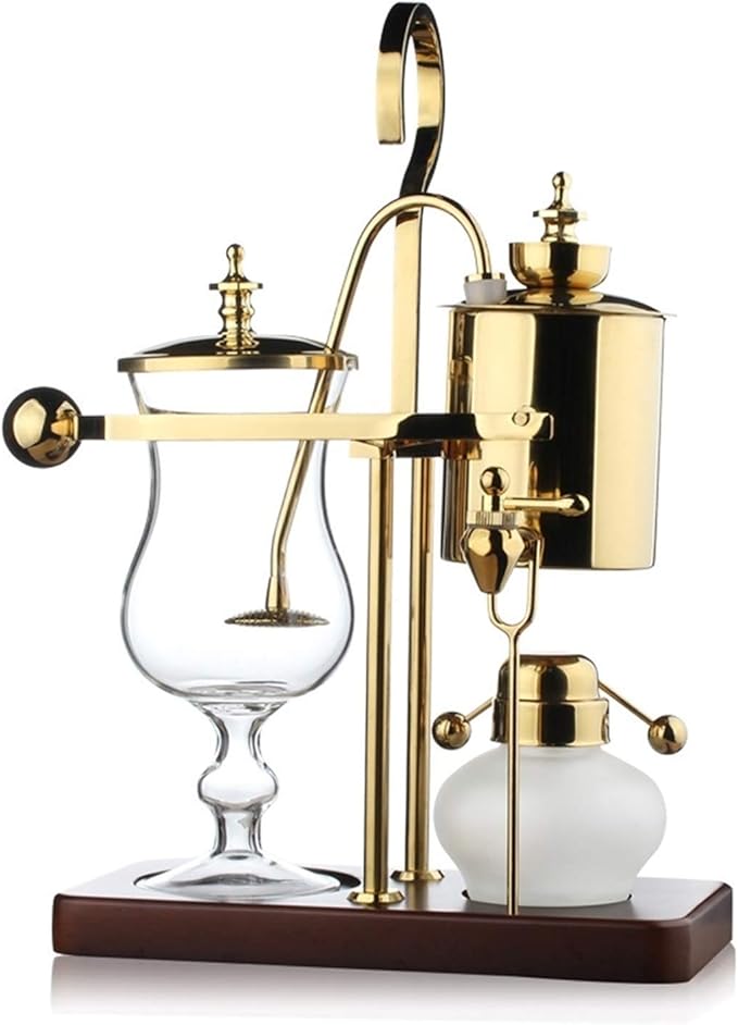 Stainless Steel Siphon Coffee Maker - Manual Drip Filter Espresso and Cappuccino Machine for Home Use Silver(Gold)