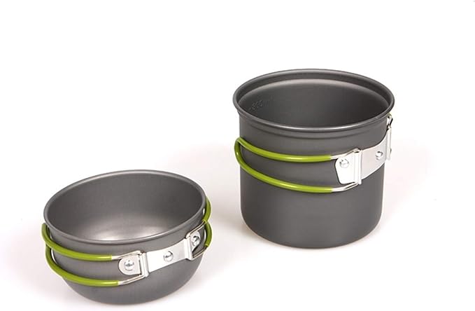 Outdoor Hiking Camping 1-2 Person Travel Cookwear Set with Handgrip Tableware Picnic Tableware Pots Cookware Set Cookware Picnic Boiler Cookware