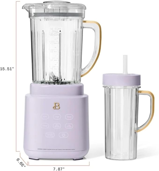 High Performance Countertop Blender System with Personal Blending Cups Ice Crushing Smoothie and Food Processing (Lavender)