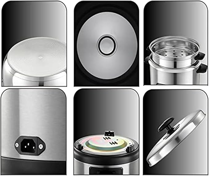 3L Stainless Steel Non-Stick Rice Cooker - Electric Rice Cooker Removable Bowl Cook &amp Keep Warm Functions and Vented Glass Lid Includes Measuring Cup &amp Spatula
