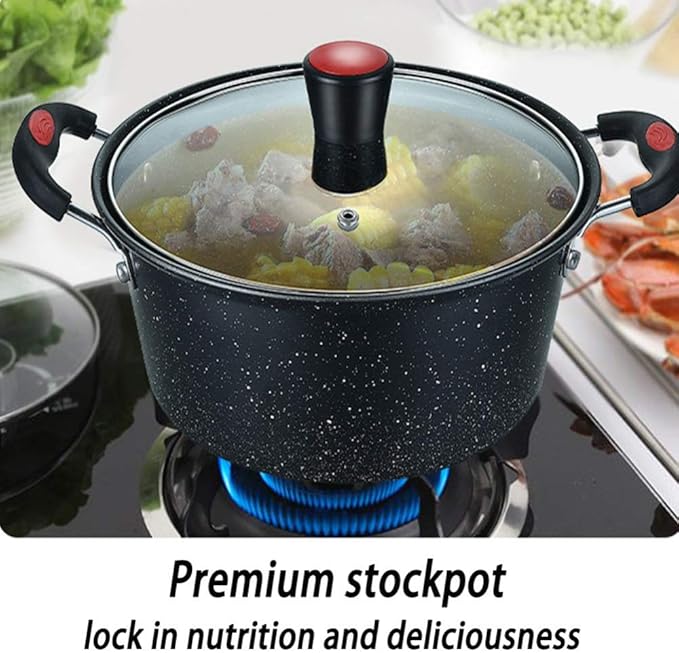3 Pieces Pan SetsThere are Soup Pots WokFrying Pans Made of Thick Iron Non-Scalding Handles Suitable for Various Stoves Easy to Clean Stone Set