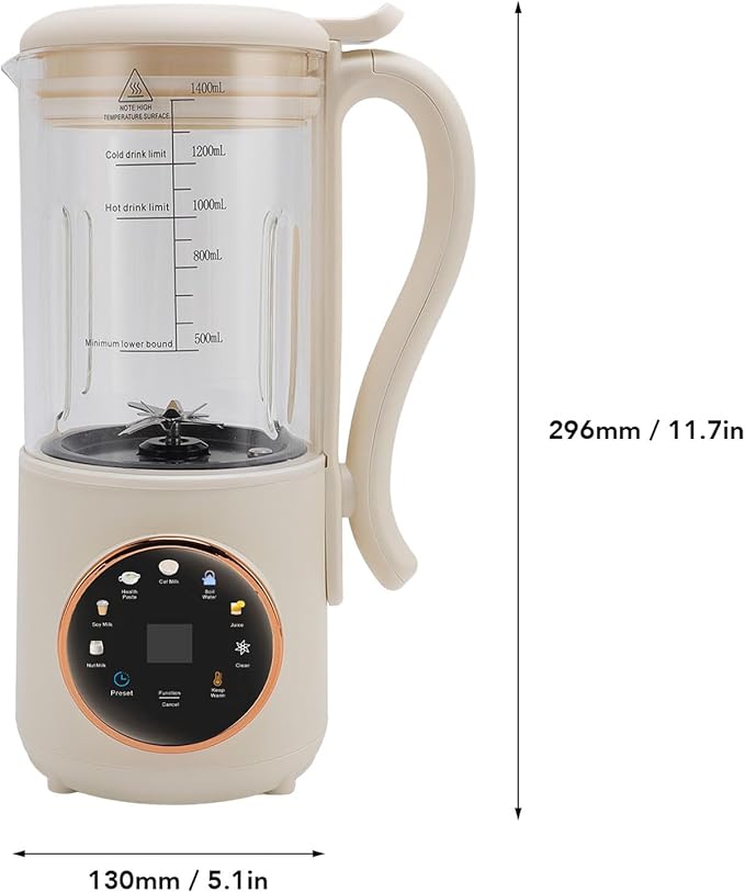 Nut Milk Juice Maker Automatic 47oz Soy Milk Maker Machine for Homemade Almond Oat Soy Multifunctional Milk Machine and Juicer with Timing Automatic Cleaning Insulation Function 600W