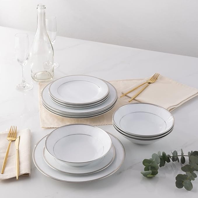 Noritake Regina Platinum 12-Piece Dinnerware Set Service for 4