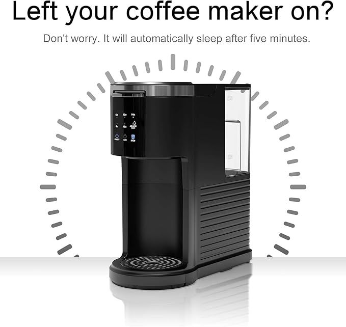 Kndko Single Serve Coffee Maker for Capsule and Ground Coffee 6 to 14oz Brew Sizes 40oz Removable Reservoir Fast Brew Compact Design Travel Mug Friendly Black