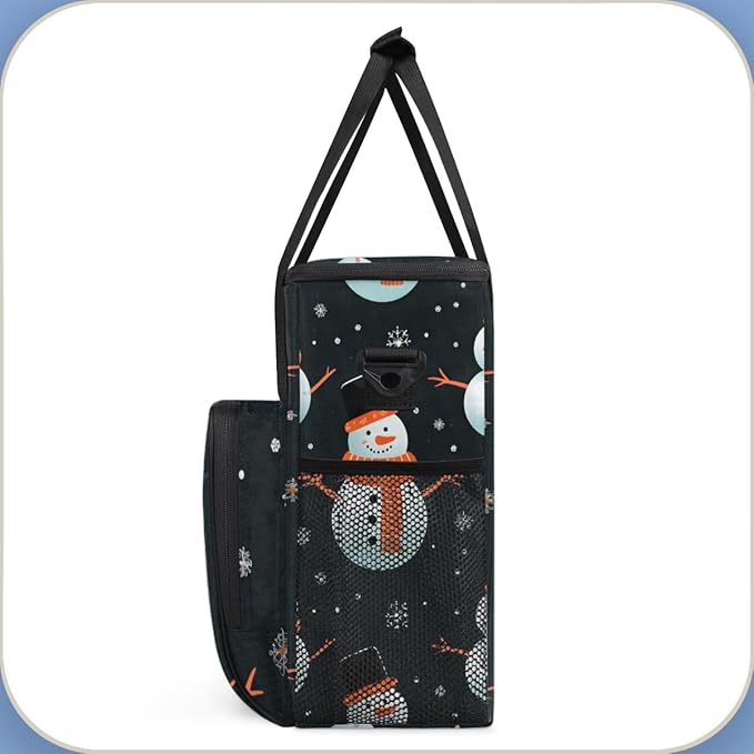 Cartoon Snowman Coffee Maker Carrying Bag Christmas Snowman Travel Storage Bag Compatible with K-Mini or K-Mini Plus Single Serve Coffee Brewer Carrying Case with Multiple Pockets &amp Shoulder Str