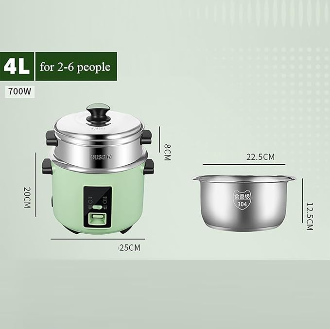 Rice Cooker (2-6L) 304 Stainless Steel Rice Cooker Intelligent Insulation Make Rice &amp Steam Food &amp Vegetables 220-240V US/EU Power(4L)