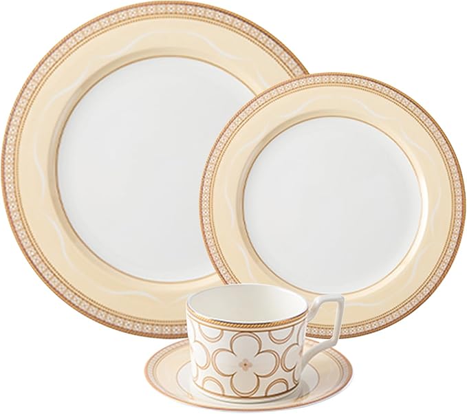 24-Piece Porcelain Dinnerware Set – Elegant Bone China Plates &amp coffee cup sets for 6 Perfect for Banquet Wedding Hotel or Family Gathering – Ideal Mother’s Day Gift DLCP0509-1