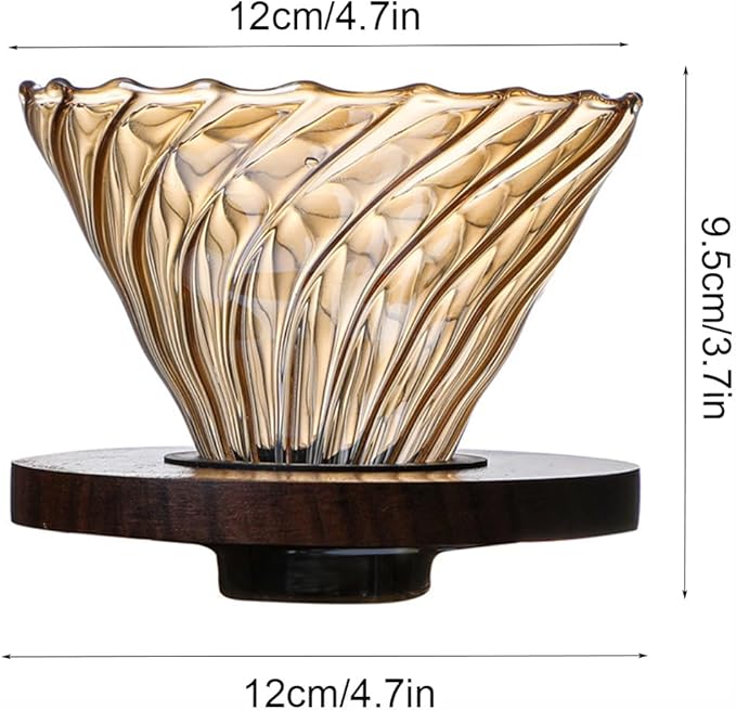 Pour Over Coffee Maker Set 500ML Glass Carafe Coffee Server with Dripper Set V60 Glass Coffee Filter with Wood Base for Home Office Gift 1-4 Cups