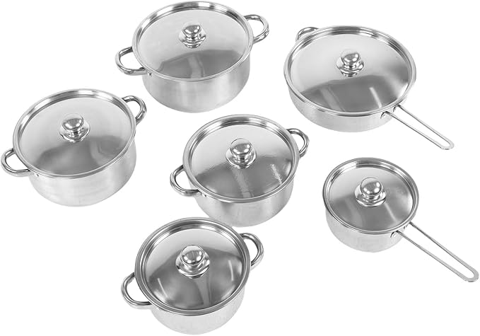 Sorandy Stainless Steel Cookware Set 6 Piece Kitchen Cooking Set with Lids 18cm Milk Pot 28cm Frying Pan Pots and Pans for Stir Frying Boiling Soup Dishwasher Induction Safe