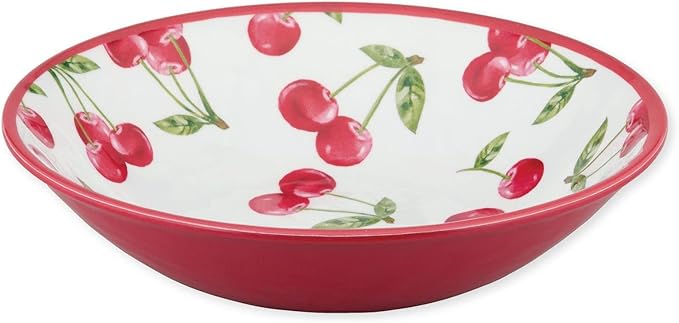 UPware 12 Piece Cherry Melamine Dinnerware Sets Outdoor Dishes Set Plates and Bowls Sets Service for 4 Red