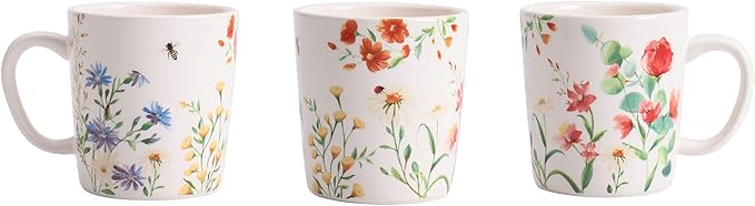 Bico Summer Provence Ceramic 16 pcs Dinnerware Set Service for 4 Inclusive of 11 inch Dinner Plates 8.75 inch Salad Plates 26oz Cereal Bowls and Mugs for Party Microwave &amp Dishwasher Safe