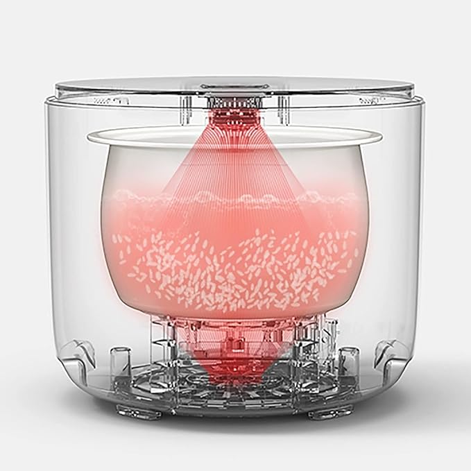 Rice Cooker 2L Small Capacity Ceramic Glaze Sphere Thick Kettle Non-Stick Liner for Family Dormitory for 1~4 People Rice CookerBlack