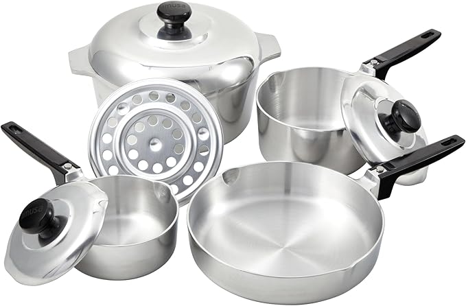 IMUSA USA Heavy Duty 8-Piece Cast Aluminum Cajun Cookware Set Silver