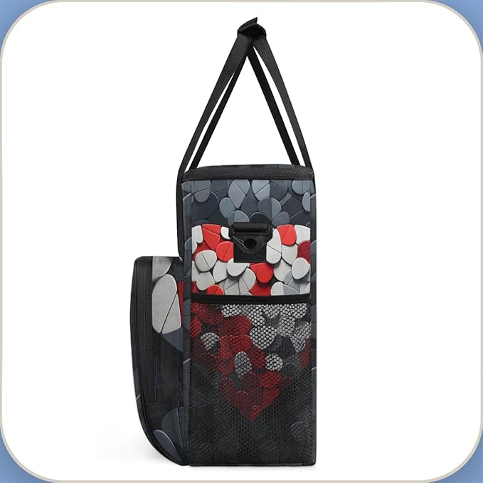 Red Heart Jigsaw Coffee Maker Carrying Bag Portable Travel Storage Tote Bag Compatible with K-Mini or K-Mini Plus Single Serve Coffee Brewer Carrying Case with Multiple Pockets &amp Shoulder Strap