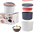 Microwave Rice Cooker Steamer Set: 2L Microwave Pasta Cooker with Rice Spoon Lid Strainer Non-stick Rice Cooker Steaming Pot for Rice Pasta Vegetables Quinoa Oatmeal Ramen (Orange 2)