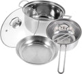 Healifty Stainless Steel Cookware Set with Soup Pot Milk Pot Frying Pan Thick Bottom for Quick Heating with Comfortable Steel Handles for Efficient Kitchen Cooking