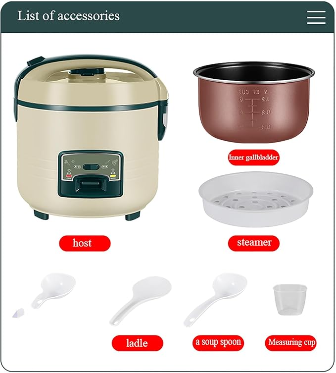 Rice Cooker (2-6L) Household Multifunctional Rice Cooker Non-stick Inner Pot for Make Rice &amp Steam Healthy Food &amp Vegetables for US/EU(2L)