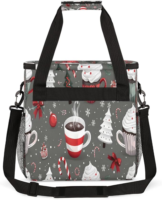 Christmas (606) Coffee Maker Carring Bag Travel Carrying Storage Tote Bag Compatible with Keurig K-Mini or K-Mini Plus Portable Single Serve Coffee Brewer Case with Pockets for K-cup Pods