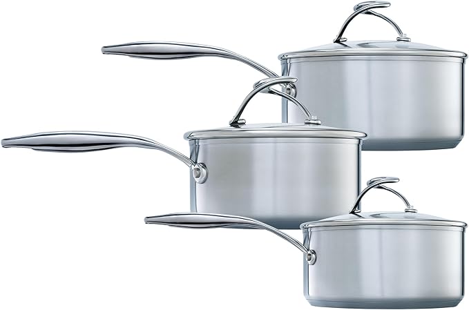 Circulon - S Series - SteelShield - Induction 3 Piece Saucepan Set- 16/18/20cm - Non stick - Dishwasher Safe - Stay Cool Handles and glass lids
