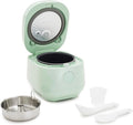 GreenPan Rice Cooker 8 Cups Cooked (4 Uncooked) Low-Carb &amp Soup Mode10 ONE-TOUCH Cooking Presets PFAS-Free Ceramic Steamer Basket Fuzzy Logic Auto Keep Warm Oats 24HR Delay Timer Mint Gre
