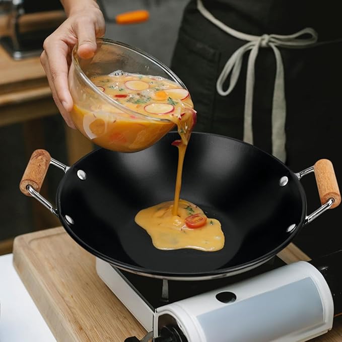 Homoyoyo 3pcs Stainless Steel Overflow-proof Dry Cooking Pots with Black Wooden Handles Small Household Cooking Pans for Stove Use Sturdy Metal Cookware Set for Single and Family Meals