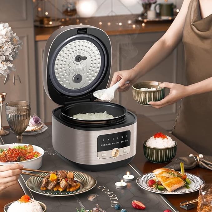 3-liter Household Rice Cooker Large Capacity 12-hour Preset Timer Non-stick Liner Removable Inner Lid Multi-function Electric Cooker