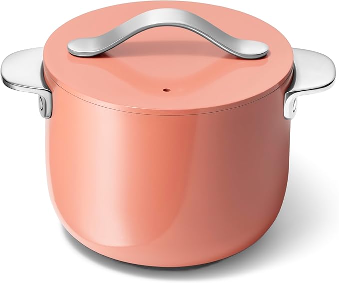 Caraway Petite Cooker - 2 Qt Ceramic Coated Pot - Free From Forever Chemicals - Perfect for Rice Grains or Sauces - Perracotta
