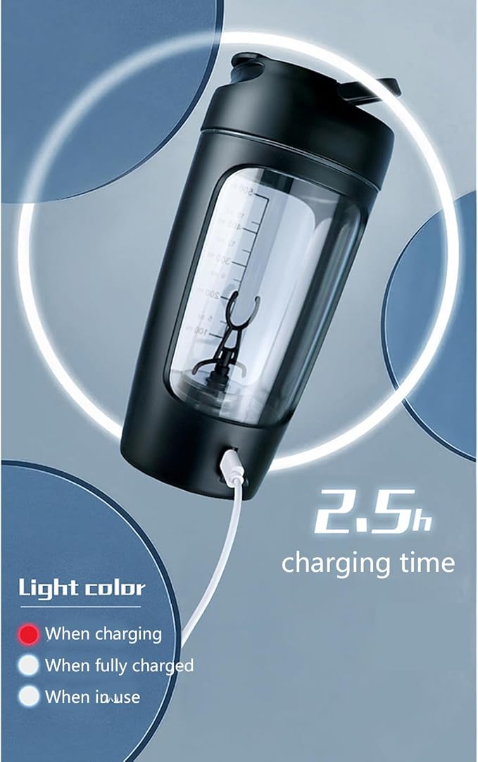 Electric Shaker Bottle 650ml Rechargeable Powerful With Powder Compartment For Smooth Protein Shakes Storage