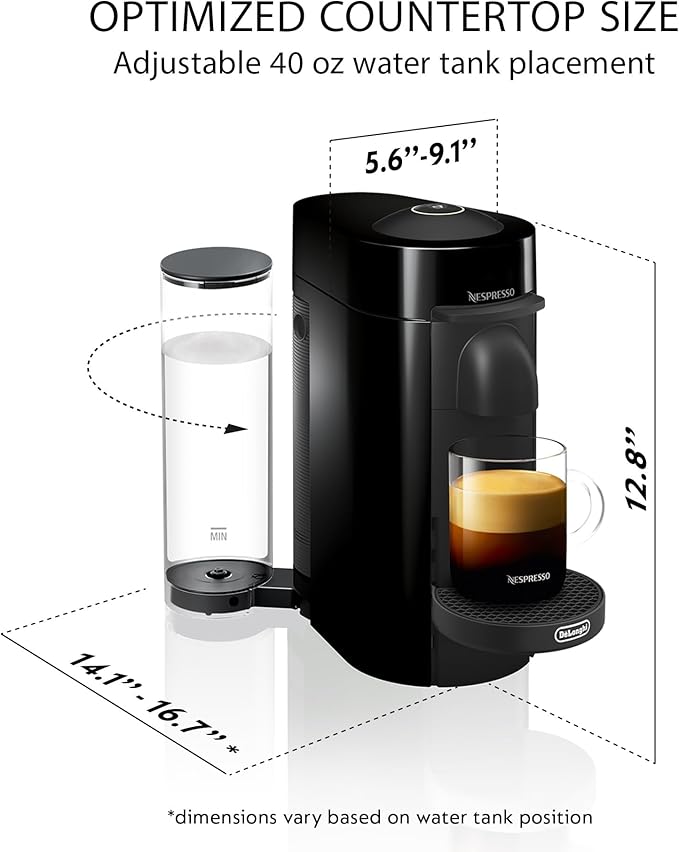 De'Longhi Nespresso Vertuo Plus Coffee and Espresso Maker with Milk Frother Ink Black + Nespresso Descaling Kit