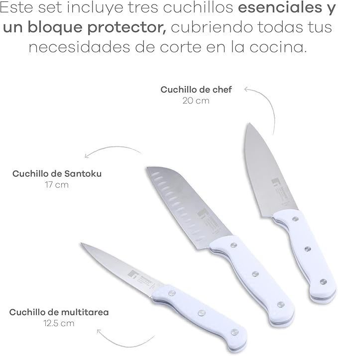 Wellhome 16/20/24 3-Piece Pressed Aluminium Pan Set + Set of 3 Stainless Steel Tacoma Knives