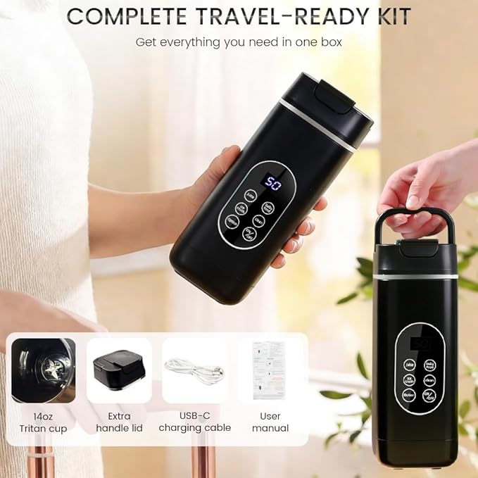 Portable Personal Blender USB Rechargeable with 12 Stainless Steel Blades Mini Blender for Smoothies Travel Gym and Outdoor Adventures