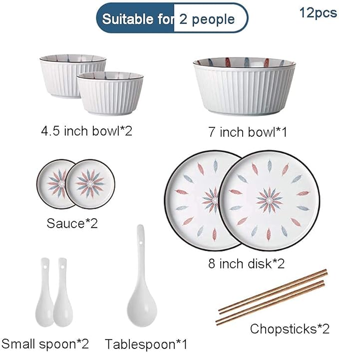 38 Pcs Dinnerware Sets Chinese Style Porcelain Tableware Set with Plates and Bowls White Ceramic Dinner Set for Home Kitchen and Dinning