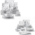 MALACASA 30 Piece Marble Grey Square Dinnerware Sets Bundle With 26 Piece Plates and Bowls Sets Series FLORA