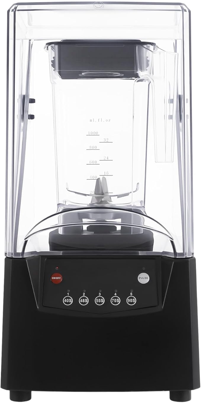 DYNAMI 60oz Professional Commercial Blender With Quiet Shield2200W Powerful Blender Countertop with Built-in Measuring Marksfor Juice Ice Shakes Smoothies
