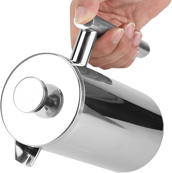 GLOGLOW French Press Practical Portable Large Capacity Double Walled Tea Pot with Filter Multifunctional Lightweight Stainless Steel Coffee Maker French Press for Home Office (800ML)
