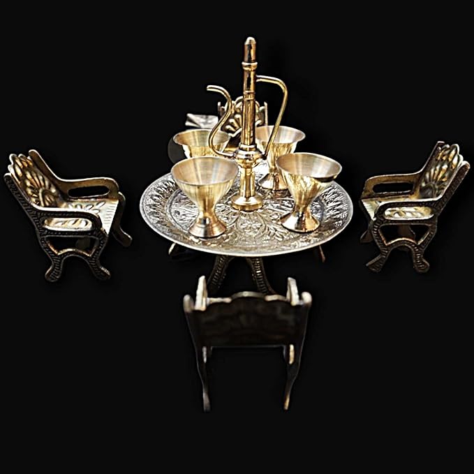 Miniature Dinner Barware Set - Show Pieces for Home Decor Items for Bedroom Living Room Brass Raja Set Showpiece