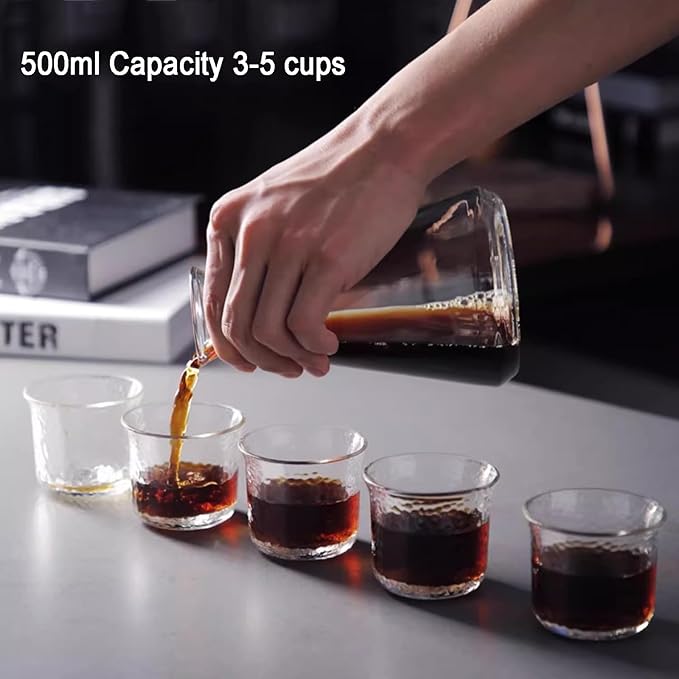 Cold Brew Drip Tower Ice Coffee Maker with Slow Drip Technology Stainless Steel Frame and 500ml Borosilicate Glass Pot for Coffee Lover Makes 3-5 Cups
