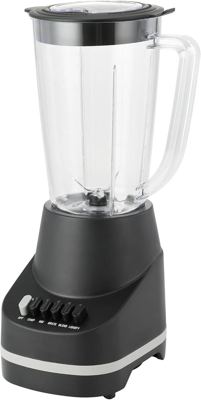 Countertop Blender 6 Speed for Chop Mix Grate Blend Liquefy Pulse 48 Ounce Jar Self Cleaning Dishwasher Safe 500 Watt Black