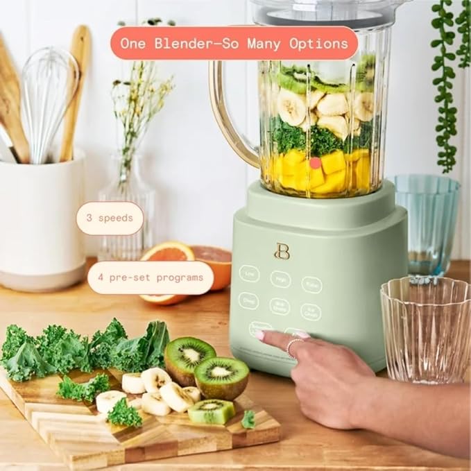 Power Exact Countertop Blender System 700W Motor 50oz Tritan Jar 20oz To-Go Cup 4 Presets 3 Speeds PrecisionSense Technology (Green)