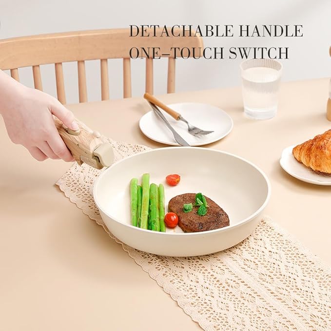 9 pcs Pots And Pans Set Non Stick Nonstick Coating Kitchen Cookware Sets with Removable Handle for RV Travel Outdoor Camping Oven Safe PFOS And PFOA Free