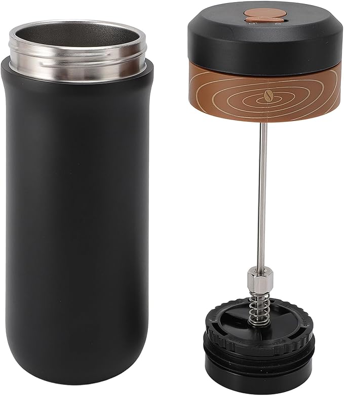 ZJchao Stainless Steel French Press Coffee Mug Double Layer Insulation 4 Layer Filter Mesh Portable Coffee Maker Insulated Cup