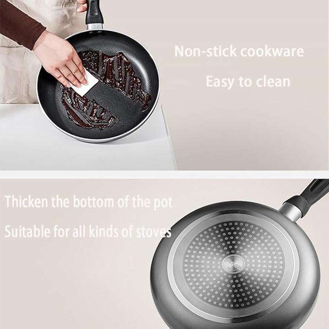Cookware-Set 3-PieceCooking Pot Set with Glass-LidsAll Types of Cookers Induction Gas Ceramic Electric (1 Cooking Pots 1 Wok 1 Saucepan Without Lid) Saucepan