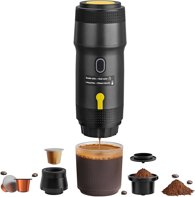 Portable Espresso Maker with Intelligent Anti-Dry Burn25Bar Self-Heating 7Min Electric Mini Coffee Makercompatible with NS/DG Capsules &amp Ground Coffee for TravelRVOffice &amp Home