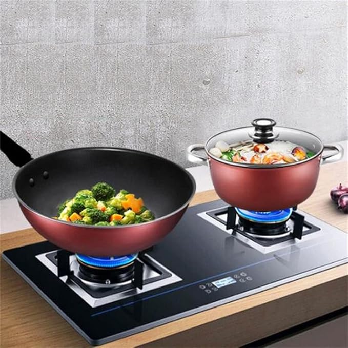 Household Non-Stick 2-Piece Cookware Set with Pot and Frying Pan Stainless Steel Induction &amp Universal Stove