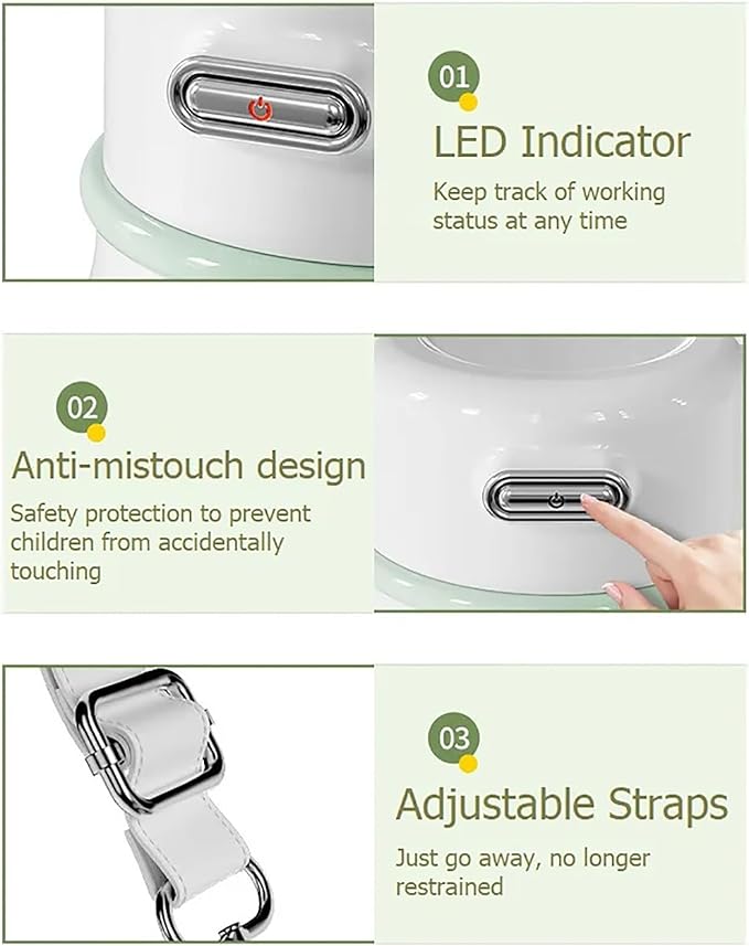Personal Juicer Cup Portable Blender with 10 Pcs 304 Stainless Steel Blades 800 Ml Large Capacity and 19200r/Min Speed USB Rechargeable and Easy to Clean for Juice Shakes Smoothies
