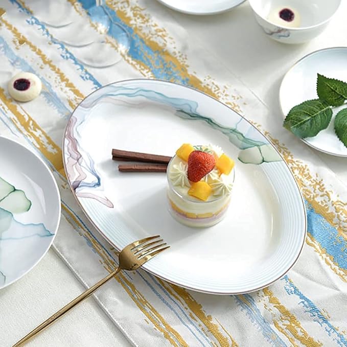 Dinnerware Sets - Luxury Gift Dishes Service Set 30PCS Chinese Style Bone China Dinnerware Set Household Phnom Penh Ceramic Bowl Dishes Plate Service for 3