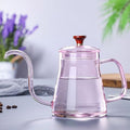 Coffee Maker Coffee Kettle Long Mouth Coffee Pot Gooseneck Thin Mouth Kettle Brewers Handmade Coffee Machine Glass Drip Kettle (35 0 ml / 600 ml) Coffee Presses (Color : Pink 600 ml)